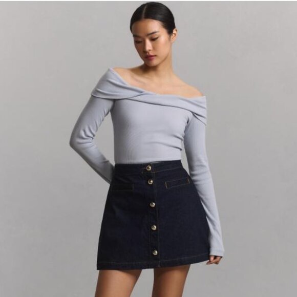 ANTHROPOLOGIE Pilcro Off-The-Shoulder‎ Long-Sleeve Top Size M NEW WITH TAG - Picture 1 of 5